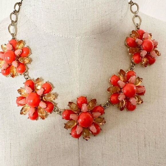 Lane Bryant orange flower statement necklace - Picture 2 of 9